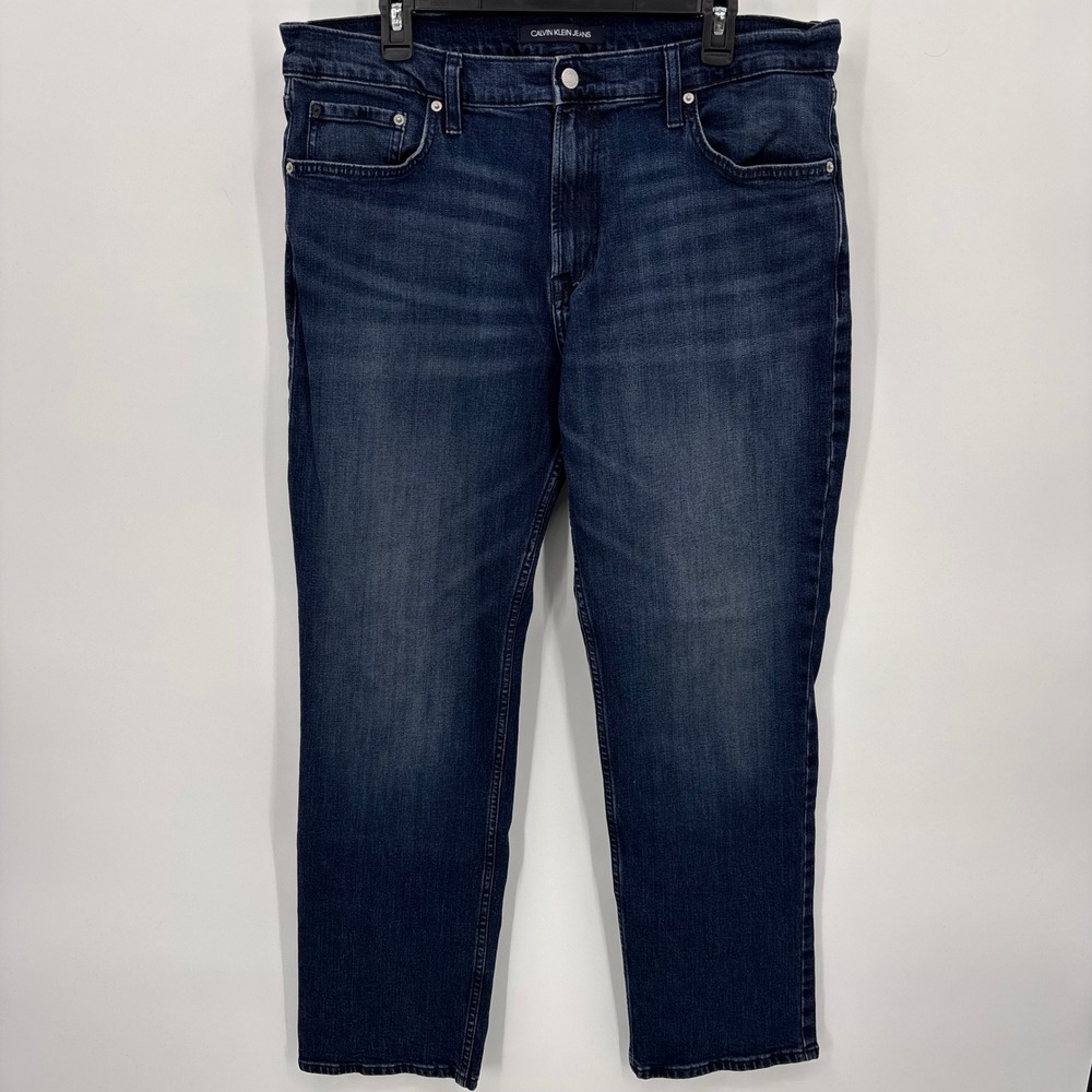 Calvin Klein Jeans Straight Leg Mens 36x30 Dark Wash Excellent CKJ 035 Stretch